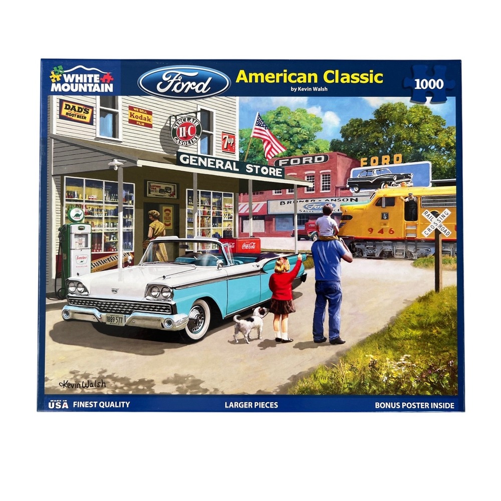 White Mountain Puzzles American Classic Ford 1000 Piece Jigsaw Puzzle Complete